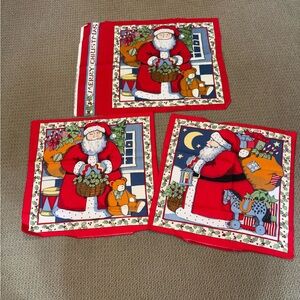 Vintage Susan Winget Red Santa Christmas Holiday Pillow Tops